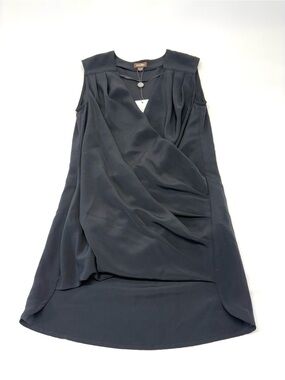 Danier Collection Black Sleeveless Draped Wrap Blouse 3XS